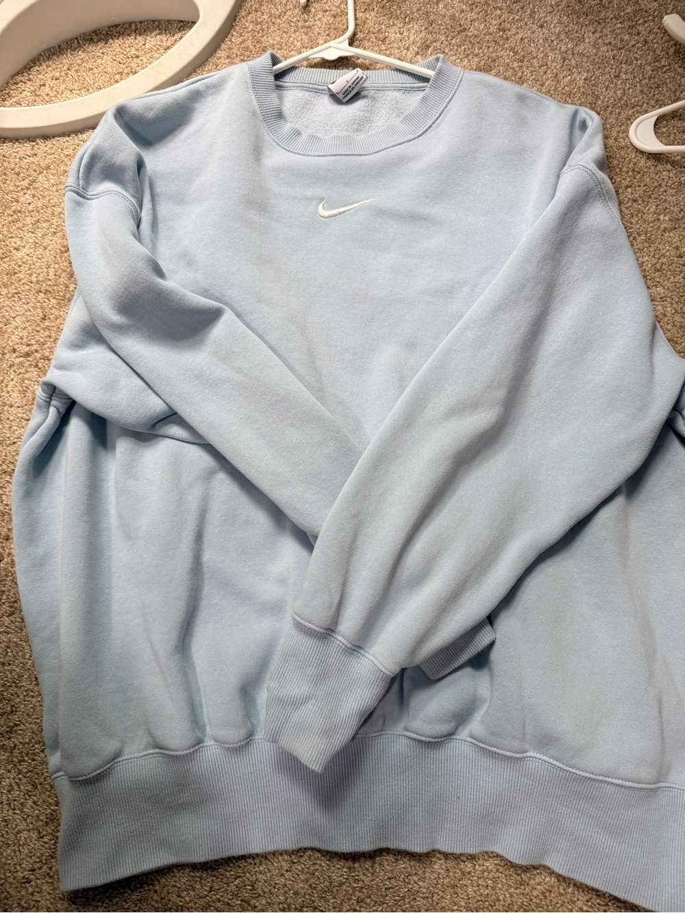 Nike Pastel Blue Embroidered Swoosh Crewneck
